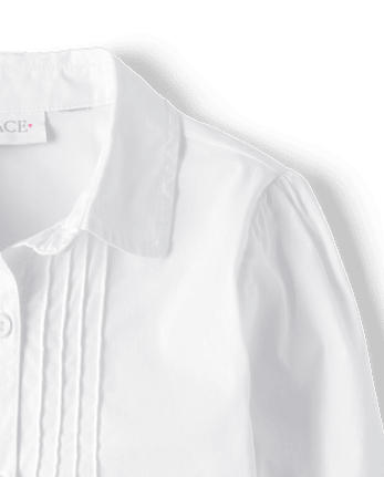 Chemise boutonnée uniforme en popeline nervurée pour fille