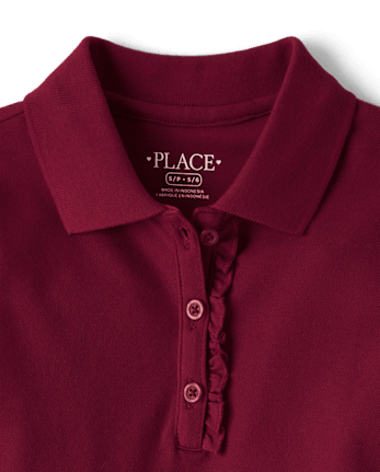Girls Uniform Ruffle Soft Stretch Pique Polo