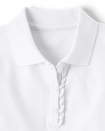 Girls Uniform Ruffle Soft Stretch Pique Polo