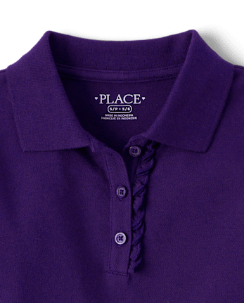 Girls Uniform Ruffle Soft Stretch Pique Polo