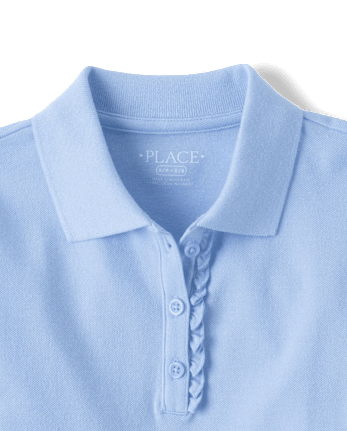 Girls Uniform Ruffle Soft Stretch Pique Polo