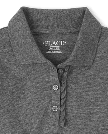 Girls Uniform Ruffle Soft Stretch Pique Polo