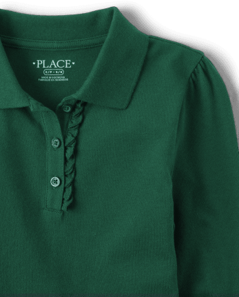 Girls Uniform Ruffle Pique Polo
