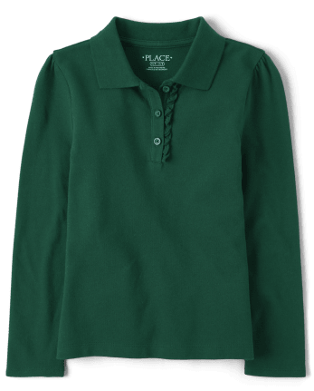 Girls Uniform Ruffle Pique Polo