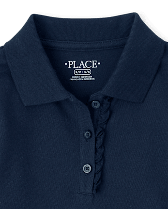 Girls Uniform Ruffle Soft Stretch Pique Polo