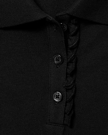Polo de piqué con volantes de uniforme para niñas