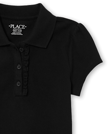 Girls Uniform Ruffle Soft Stretch Pique Polo