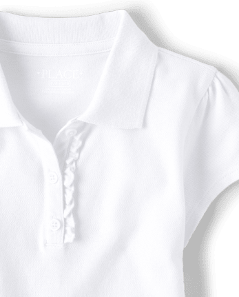 ICONOFLASH Girls Short Sleeve Ruffle Polo School Uniform