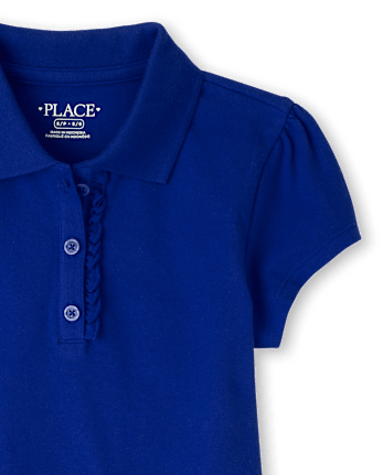 Girls Uniform Ruffle Soft Stretch Pique Polo