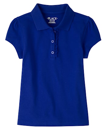 Girls Uniform Ruffle Soft Stretch Pique Polo