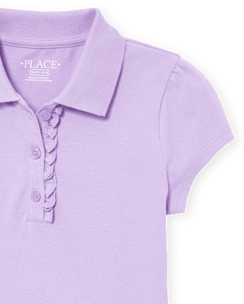 Girls Uniform Ruffle Soft Stretch Pique Polo