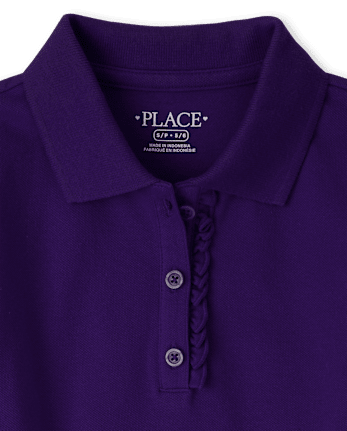 Girls Uniform Ruffle Soft Stretch Pique Polo
