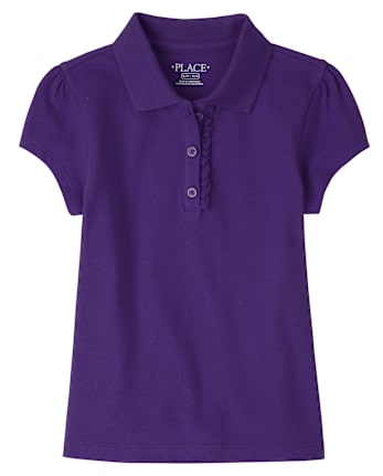 Polo de piqué con volantes de uniforme para niñas