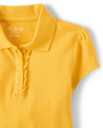 Girls Uniform Short Sleeve Ruffle Pique Polo YELLOW PENCIL The Children s Place