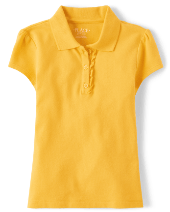Girls Uniform Short Sleeve Ruffle Pique Polo | The Children's Place ...