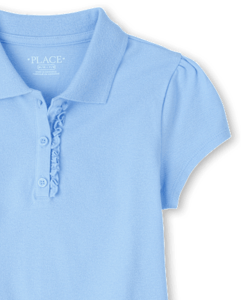 Polo en piqué d'uniforme à volants pour fille