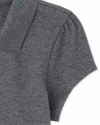 Girls Uniform Ruffle Soft Stretch Pique Polo