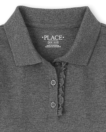 Polo en piqué d'uniforme à volants pour fille