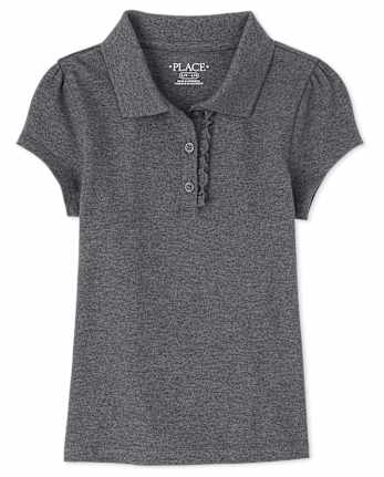 Girls Uniform Ruffle Soft Stretch Pique Polo