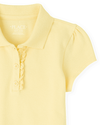 Girls Uniform Ruffle Soft Stretch Pique Polo