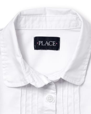 Camisa con botones de popelina Pintuck de uniforme para niñas