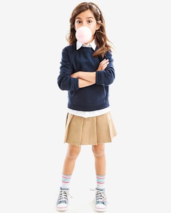 Jupe-short plissée extensible pour uniforme fille