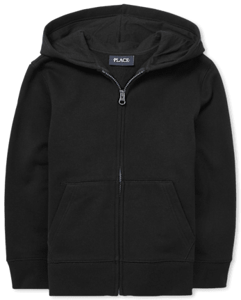 Sudadera con capucha y cremallera de uniforme para niños - BLACK