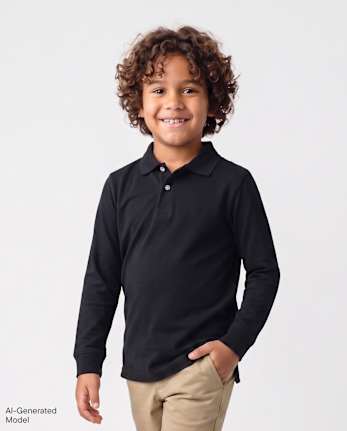 Polo en piqué d'uniforme pour garçon - BLACK