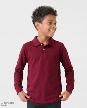 Boys Uniform Soft Pique Polo - REDWOOD