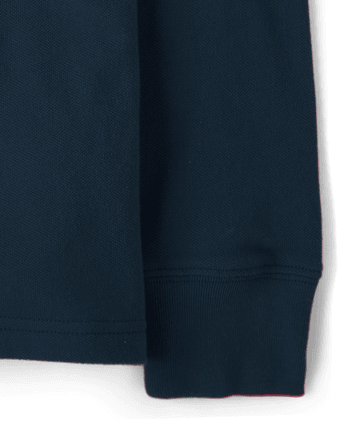 Polo de piqué de manga larga de uniforme para niños