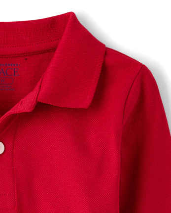 Polo de piqué de manga larga uniforme para bebés y niños pequeños