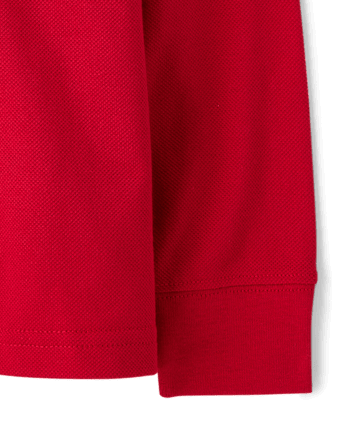 Polo de piqué de manga larga uniforme para bebés y niños pequeños