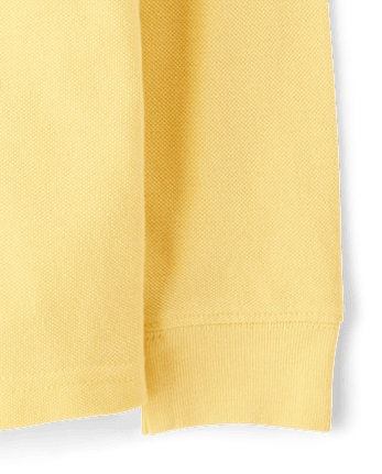 Polo de piqué de manga larga uniforme para bebés y niños pequeños - NEW YELLOW