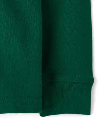 Polo de piqué de manga larga uniforme para bebés y niños pequeños