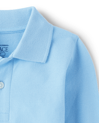 Polo de piqué de manga larga uniforme para bebés y niños pequeños