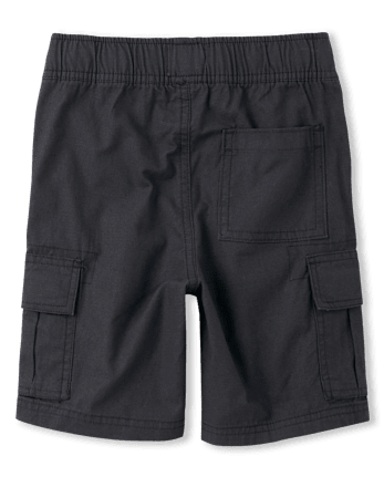 Boys Ripstop Pull On Cargo Shorts - Slim - WASHED BLK