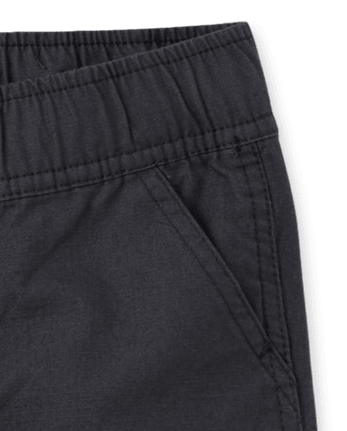 Boys Ripstop Pull On Cargo Shorts - Slim - WASHED BLK