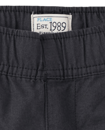 Boys Ripstop Pull On Cargo Shorts - Slim - WASHED BLK