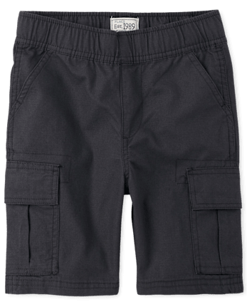 Boys Ripstop Pull On Cargo Shorts - Slim - WASHED BLK