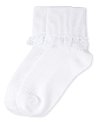 Baby & Girls Traditional White Lace Frilly Socks 6 Sizes UK Made 