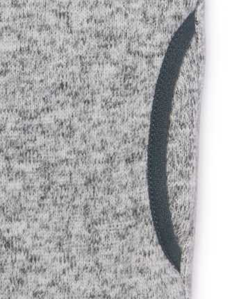 Boys Full Zip Fleece Lined Sweater Jacket - GRAY STEEL
