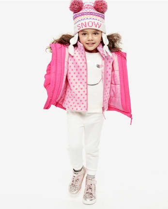 Toddler Girls Colorblock Hooded 3 In 1 Jacket