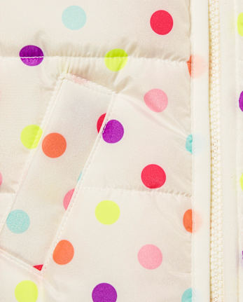 Chaleco acolchado ligero con lunares para niñas pequeñas