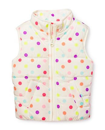 Chaleco acolchado ligero con lunares para niñas pequeñas