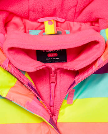 Toddler Girls Rainbow Striped Hooded 3 In 1 Jacket
