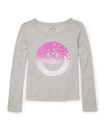 Girls Active Embellished Graphic Top - H/T GREY