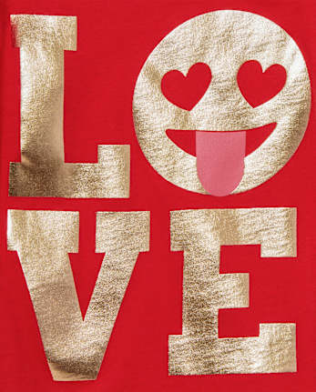 Toddler Girls 'LOVE' Emoji Foil Graphic Tee