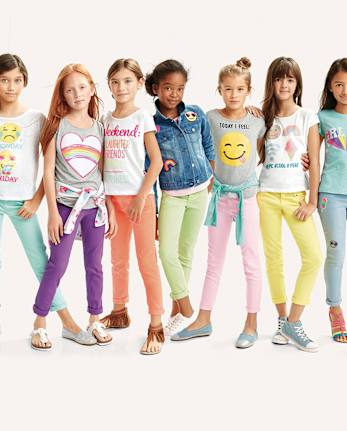 Girls Patch Denim Roll Cuff Super Skinny Jeans