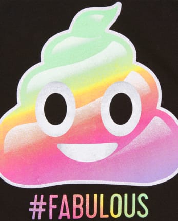 Girls Glitter 'Fabulous' Swirl Emoji Graphic Tee