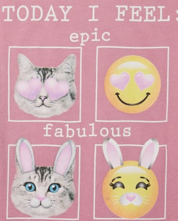 Girls 'Today I Feel: Epic Fabulous Yaaasss!' Emoji Graphic Tee